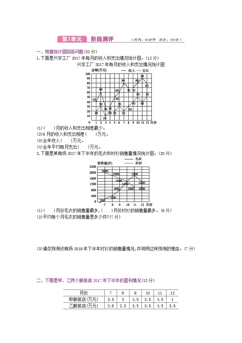 冀教版数学五年级下册第7单元测试卷附答案01