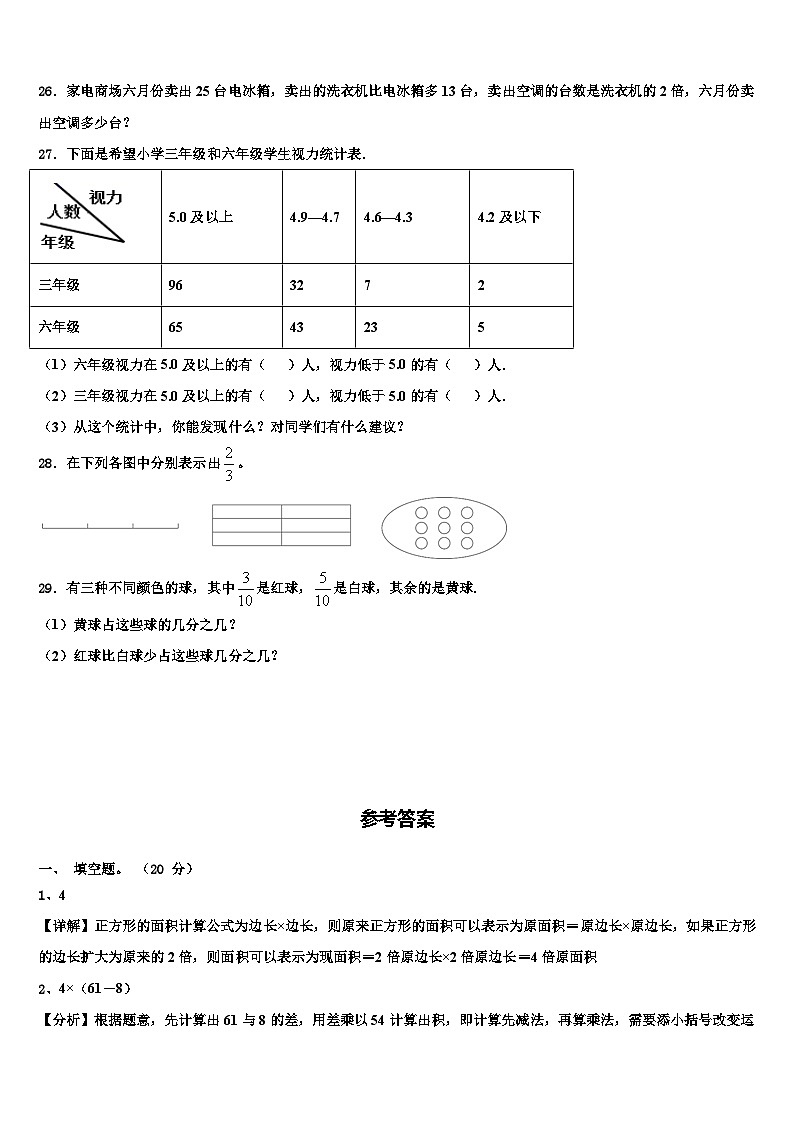 湖南省怀化市洪江市2023届三下数学期末统考模拟试题含解析03