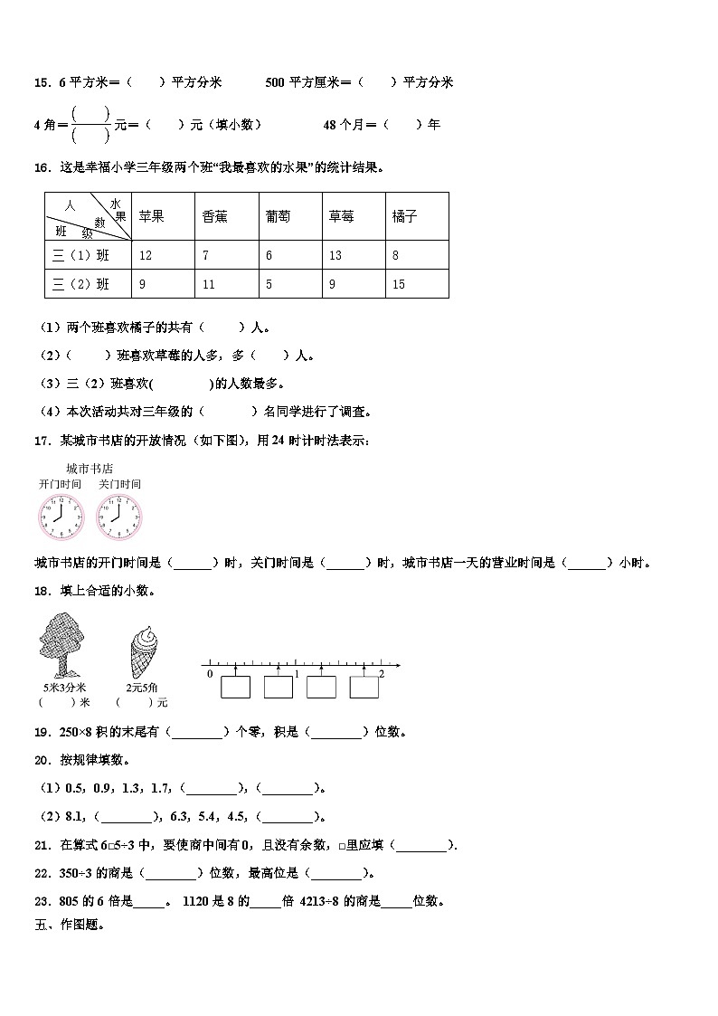 潍坊市诸城市2022-2023学年数学三下期末学业质量监测试题含解析02