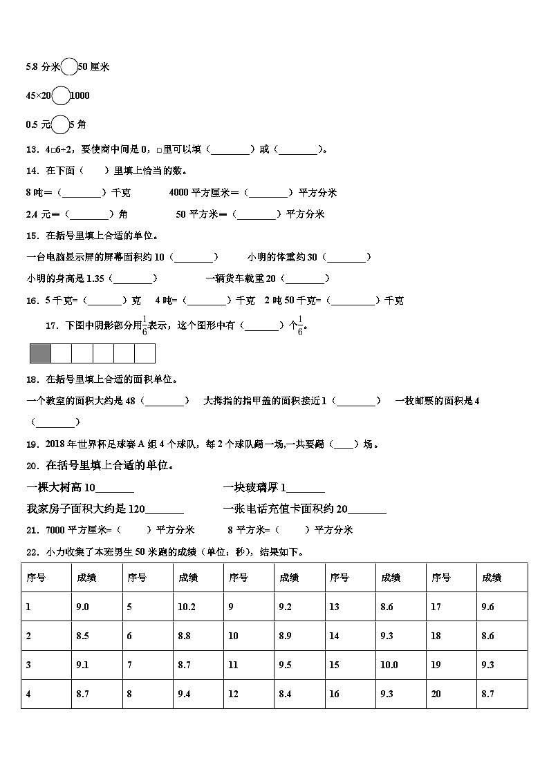 西藏林芝市广东实验学校2023年三年级数学第二学期期末考试试题含解析第2页