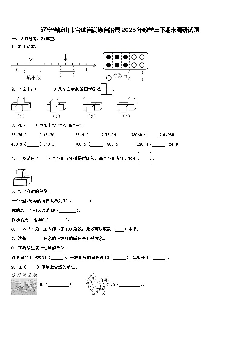 辽宁省鞍山市台岫岩满族自治县2023年数学三下期末调研试题含解析01
