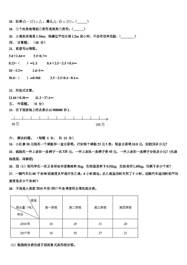 2022-2023学年吉林省吉林市昌邑区数学四年级第二学期期末考试模拟试题含解析第2页