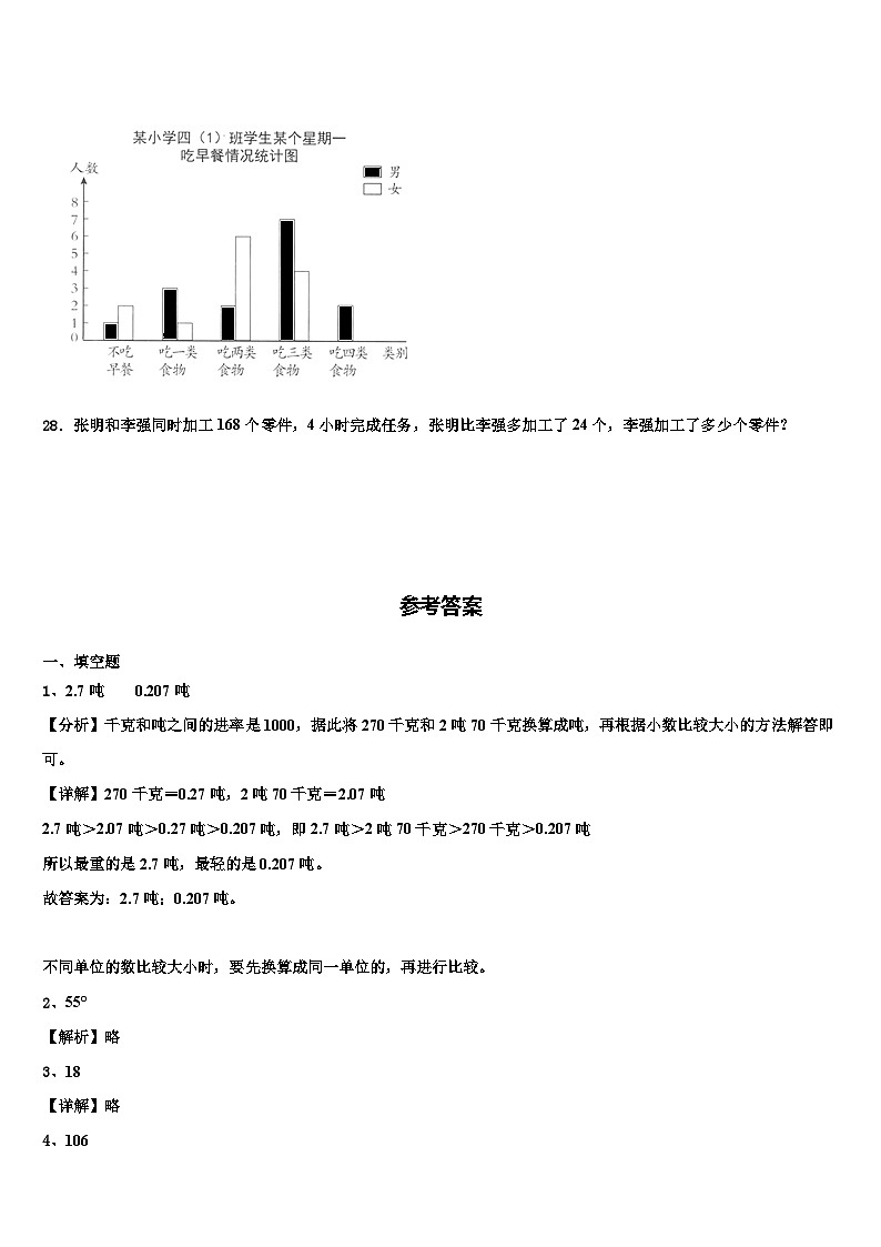 2022-2023学年吉林省长春市九台区第二实验小学数学四年级第二学期期末考试模拟试题含解析03