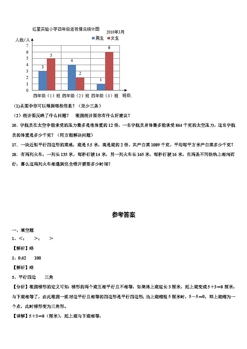 2022-2023学年临泉县数学四年级第二学期期末学业质量监测模拟试题含解析第3页