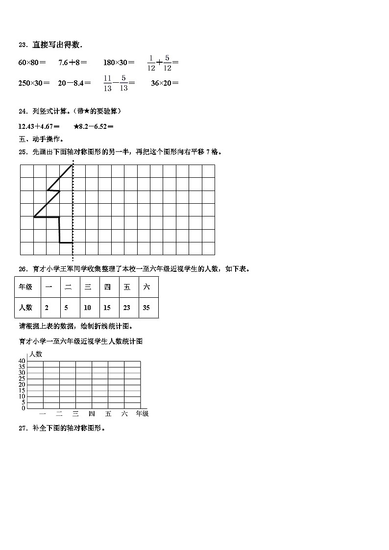 2022-2023学年宁晋县数学四下期末综合测试试题含解析03