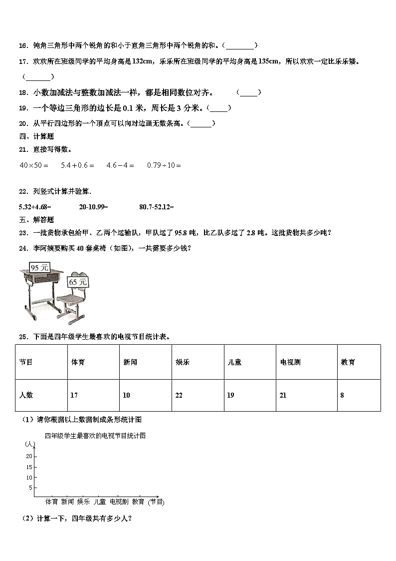 2022-2023学年双辽市四年级数学第二学期期末教学质量检测试题含解析第2页