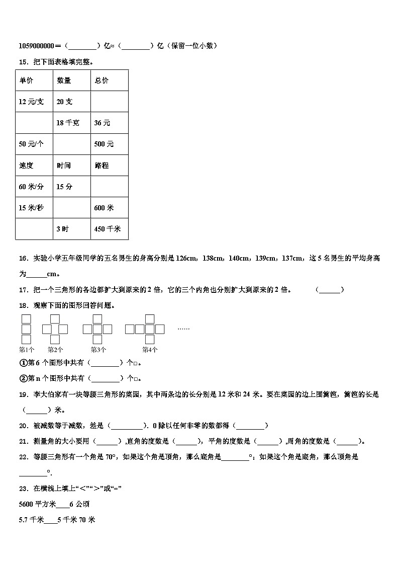 2022-2023学年广东省惠州市数学四年级第二学期期末达标测试试题含解析02