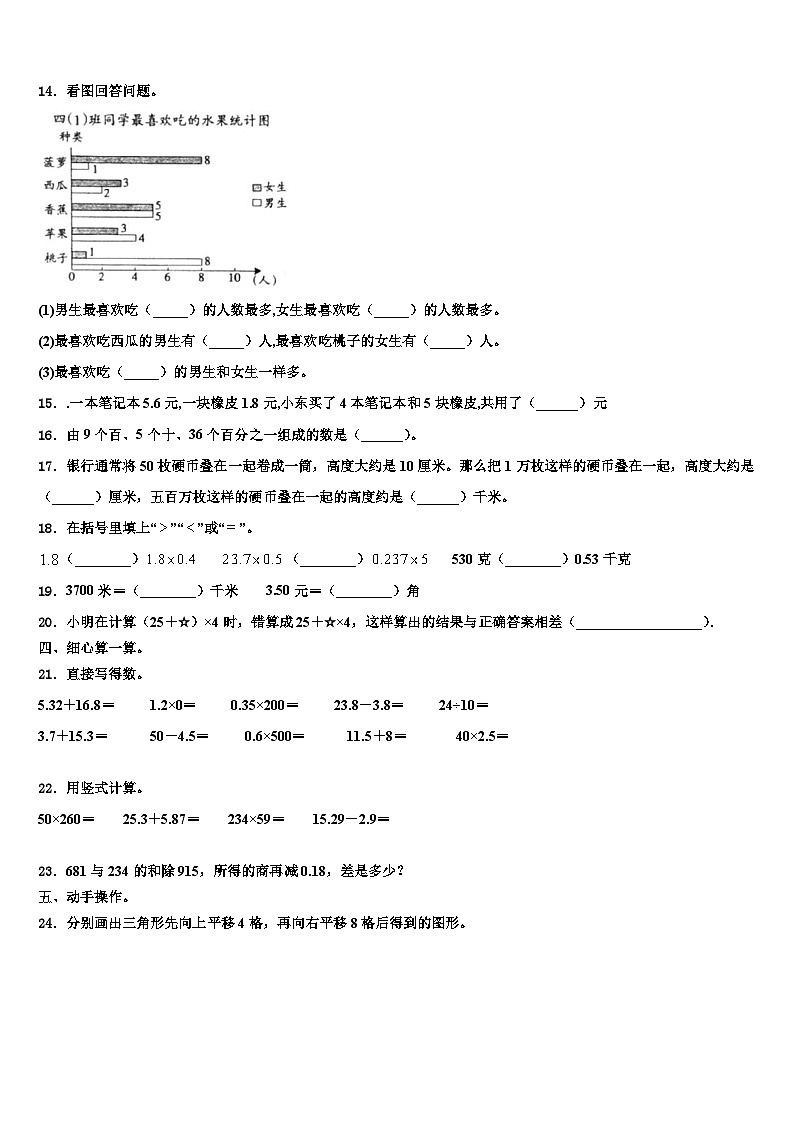2022-2023学年广东省湛江市雷阳实验学校数学四年级第二学期期末经典试题含解析02