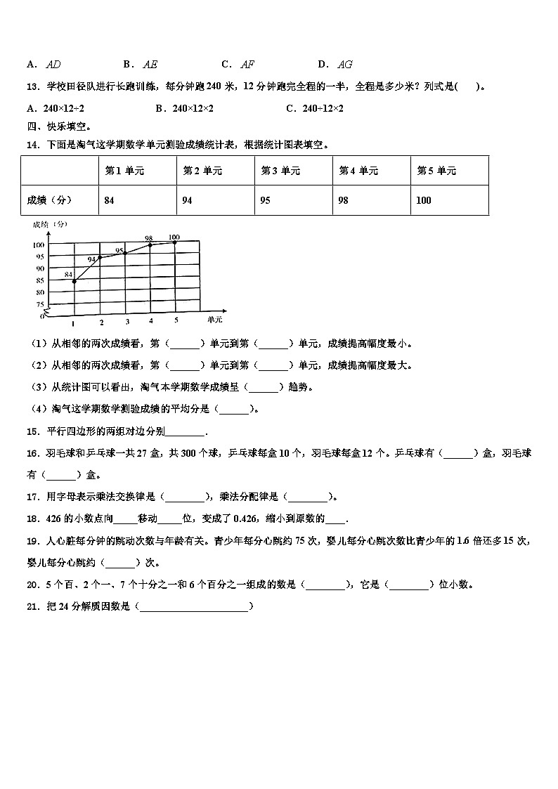 2022-2023学年江苏省南通市启东市四年级数学第二学期期末质量跟踪监视试题含解析第2页