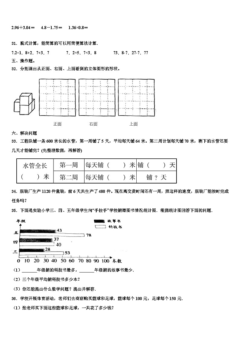 2022-2023学年唐山市遵化市数学四下期末学业水平测试模拟试题含解析第3页