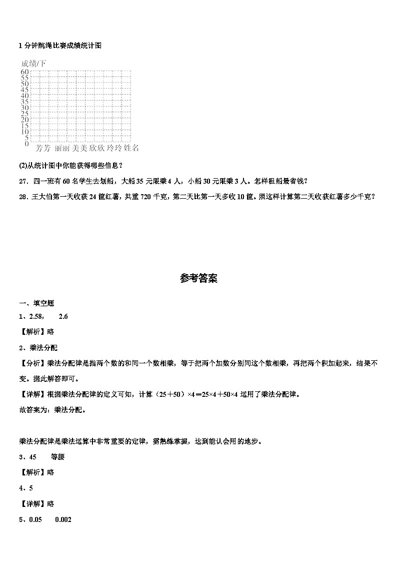 2022-2023学年恩施土家族苗族自治州来凤县数学四下期末学业水平测试模拟试题含解析第3页