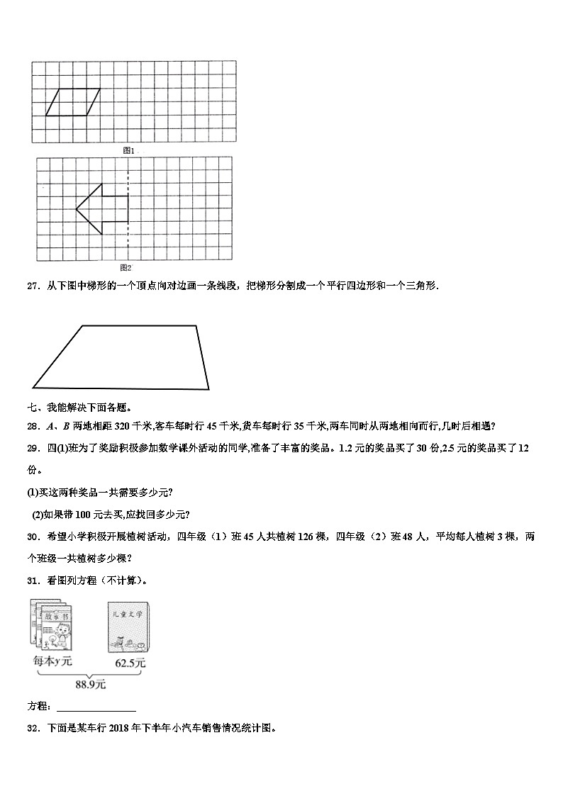2022-2023学年山西省吕梁地区岚县数学四年级第二学期期末复习检测模拟试题含解析03