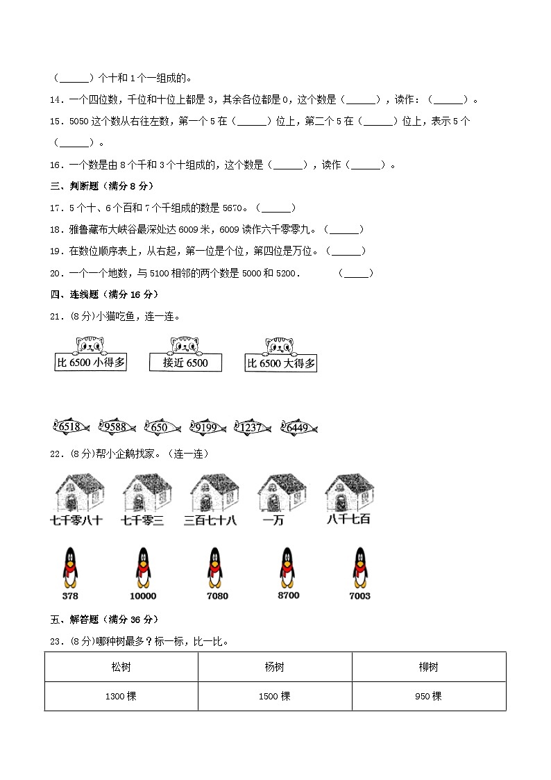 【暑假基础复习】小学数学北师大版二年级下册单元专项基础复习3.生活中的大数二升三专用（含答案）第2页
