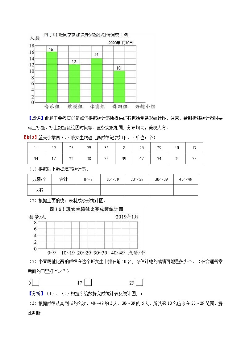 【暑假预习】小学四年级人教版数学上册暑假预习讲义（知识点+例题+练习）第7单元条形统计图（含解析）03