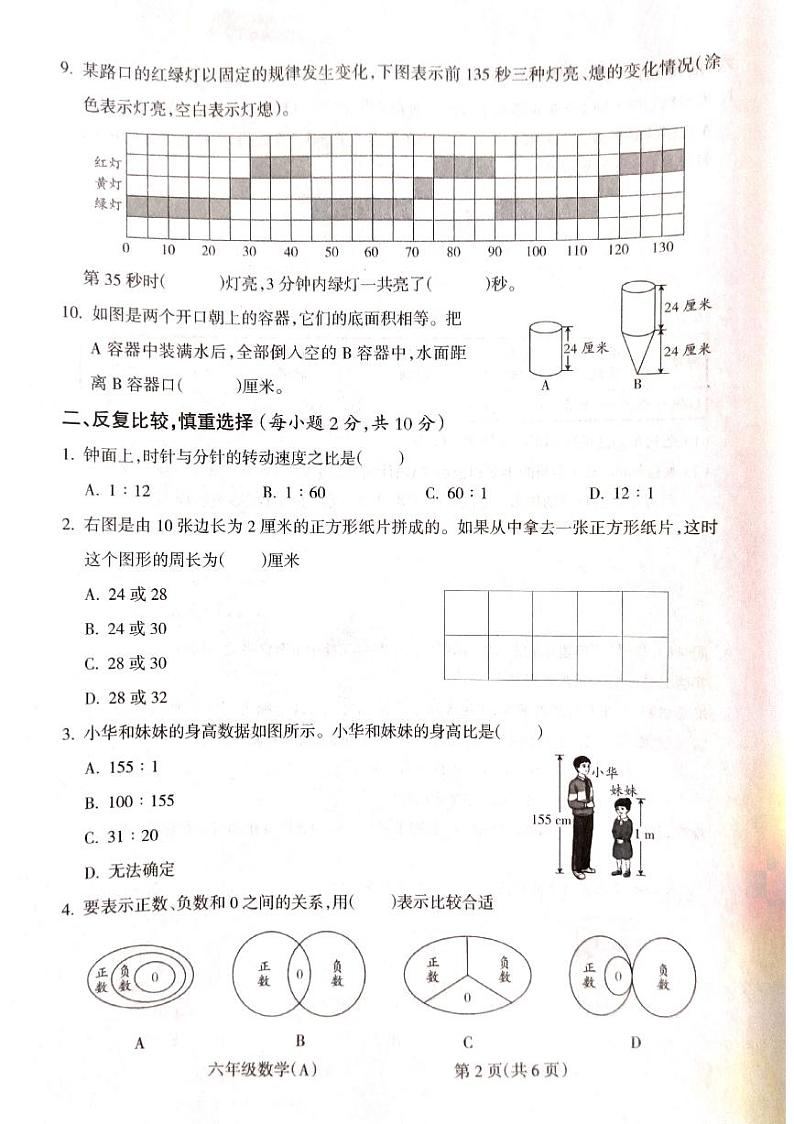 2022-2023学年山西省吕梁市六年级下学期数学期末测试卷第2页