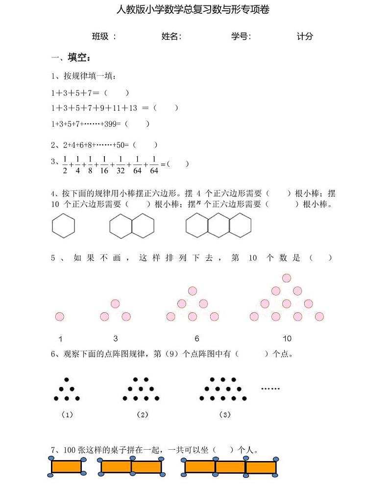 【小升初专题复习】部编版人教版小学数学总复习数与形专项卷（带答案）第1页