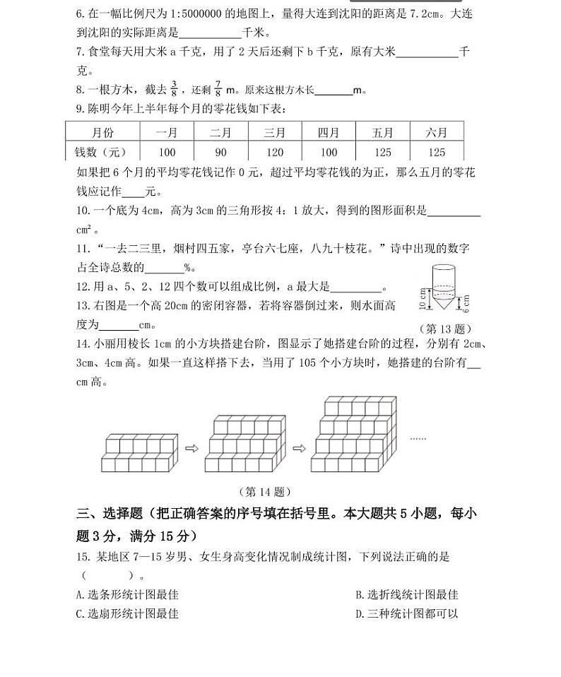 【小升初专题复习】部编版人教版数学总复习毕业模拟测试卷（二）（带答案）02