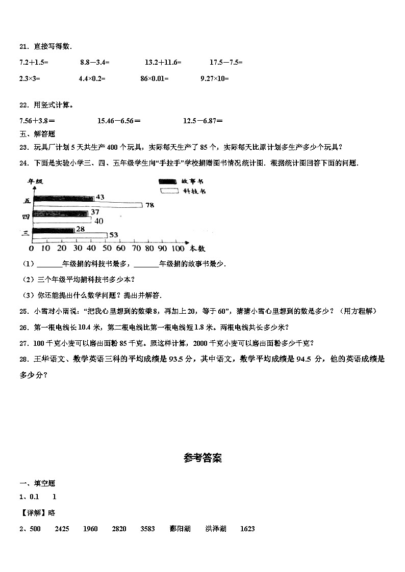 2022-2023学年河北省石家庄市元氏县数学四下期末教学质量检测模拟试题含解析03