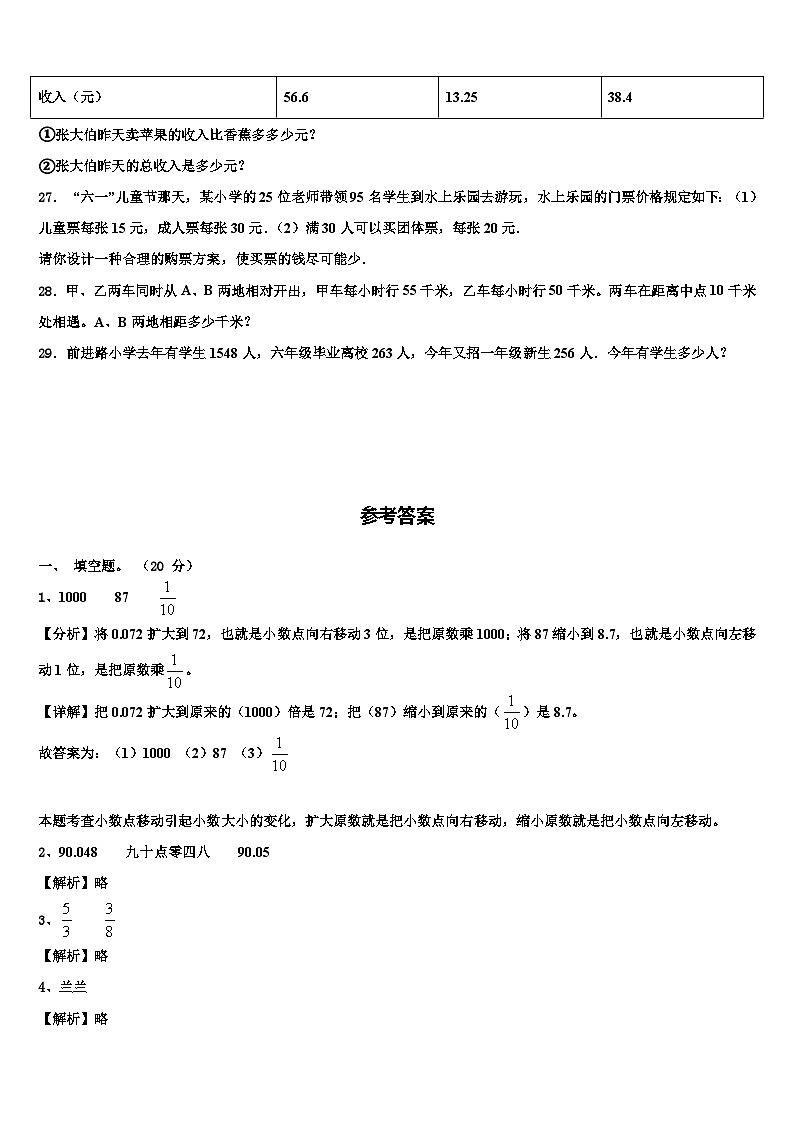 2022-2023学年河北省唐山市迁西县数学四下期末检测模拟试题含解析第3页