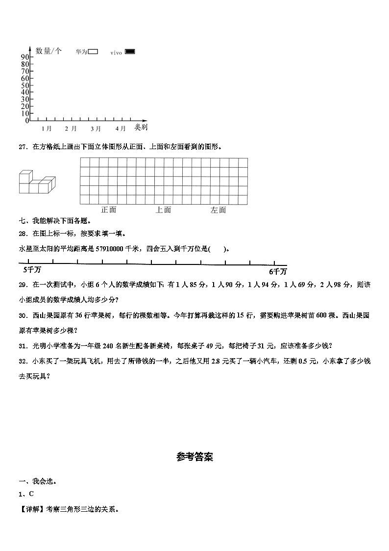 2022-2023学年河南省开封市祥符区阳光小学数学四下期末统考模拟试题含解析第3页