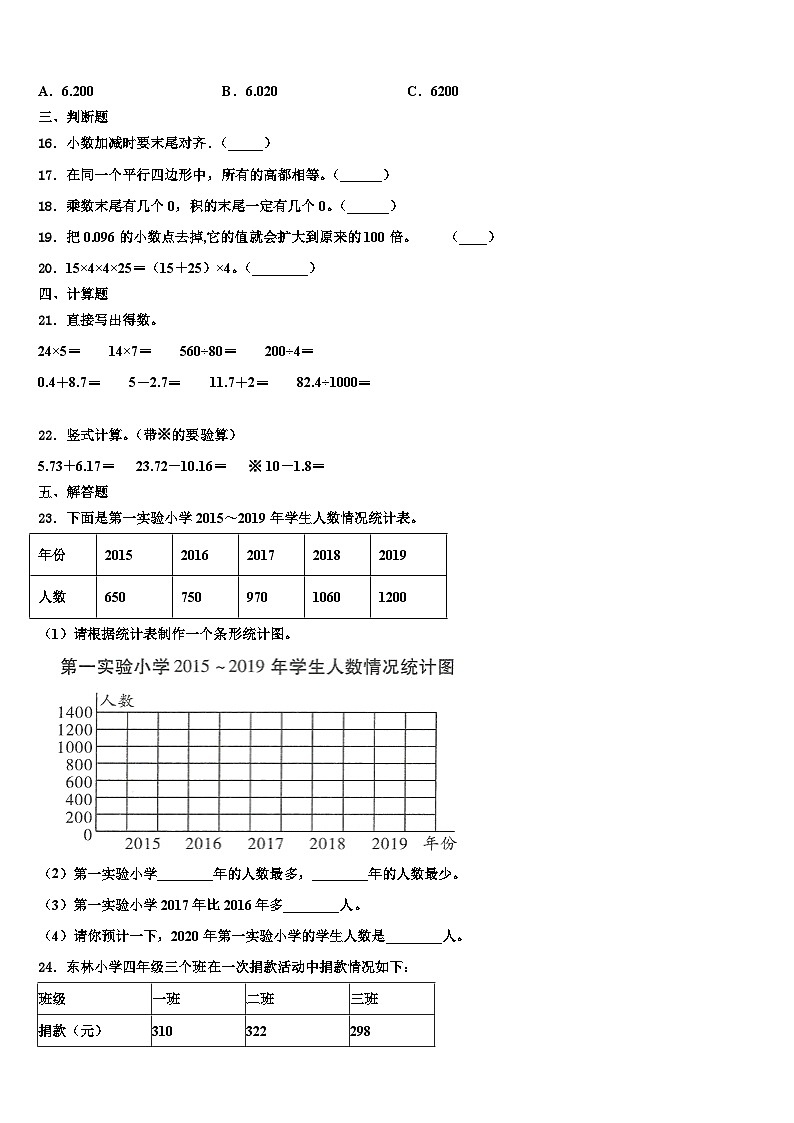 2022-2023学年河南省洛阳市伊川县数学四年级第二学期期末联考试题含解析第2页