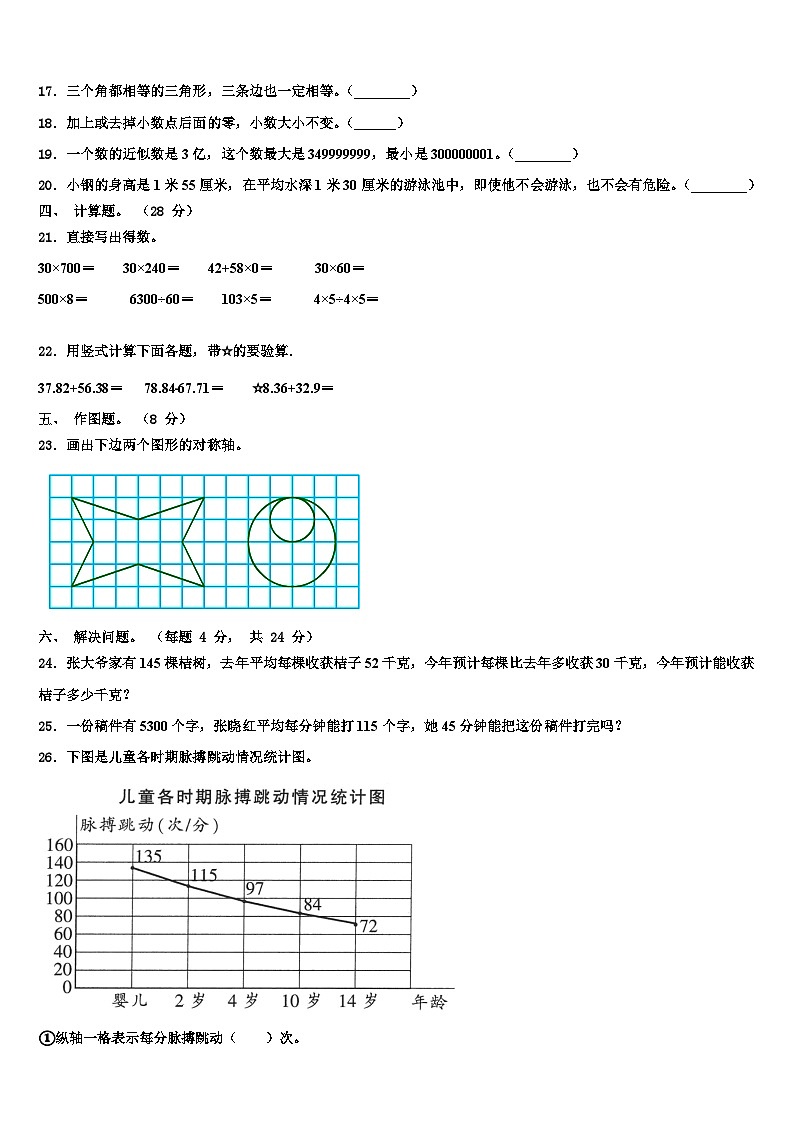2022-2023学年湖北省黄冈市黄州区数学四年级第二学期期末综合测试试题含解析02