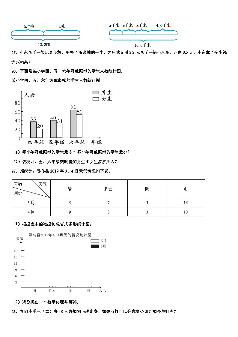 2022-2023学年湖南省邵阳市大祥区数学四年级第二学期期末达标检测试题含解析第3页