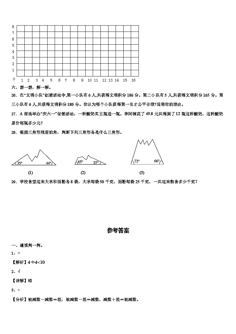 2022-2023学年浙江省福州市数学四年级第二学期期末学业质量监测试题含解析03