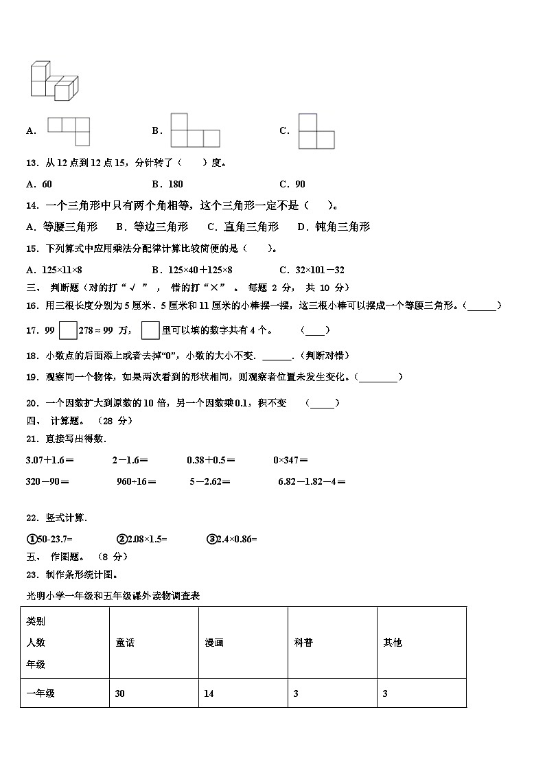 2022-2023学年甘肃省会宁县年度数学四年级第二学期期末质量跟踪监视试题含解析第2页