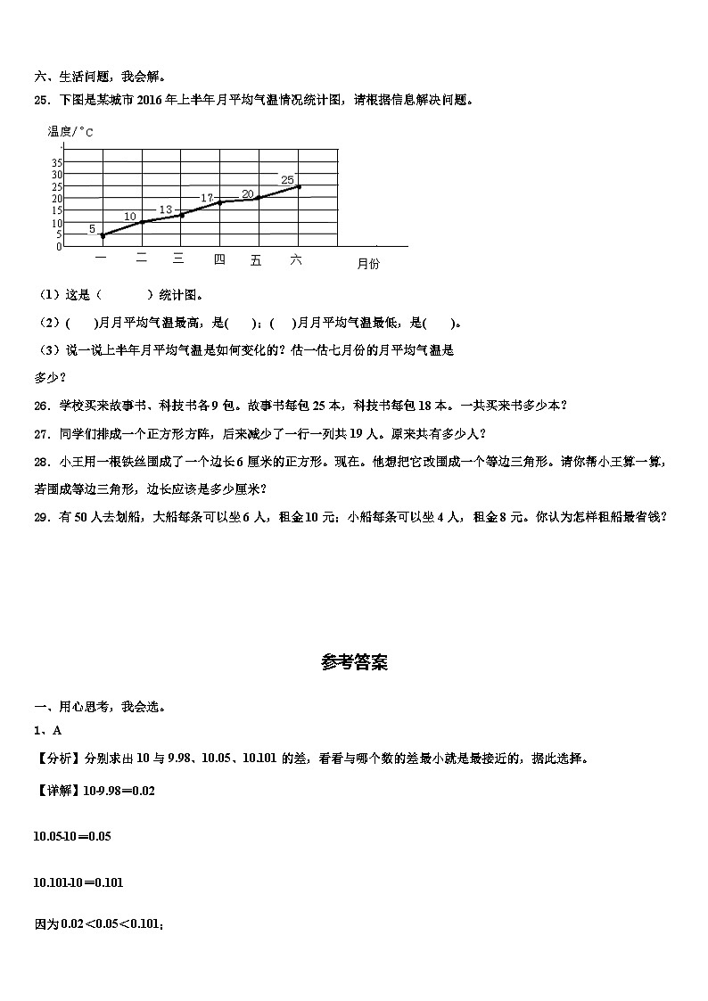 2022-2023学年甘肃省兰州市永登县数学四下期末学业水平测试试题含解析03