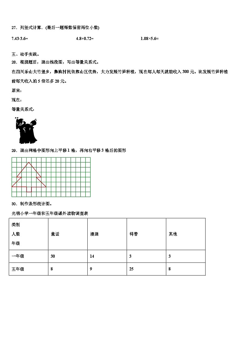 2022-2023学年黑龙江省哈尔滨市延寿县数学四下期末质量跟踪监视模拟试题含解析第3页