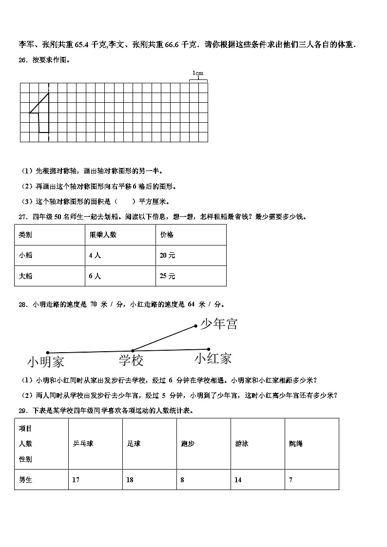 2023届南通市海门市数学四年级第二学期期末质量检测模拟试题含解析03