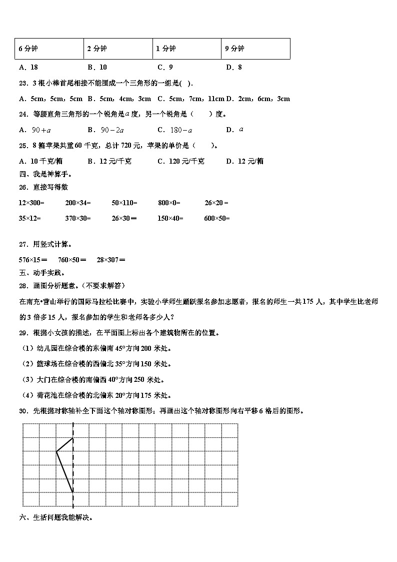 2023届安徽省宿州市泗县四年级数学第二学期期末预测试题含解析03