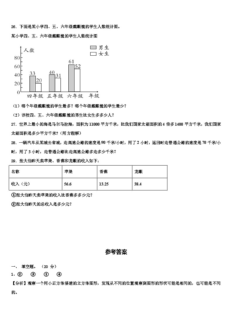 2023届平果县四年级数学第二学期期末学业质量监测模拟试题含解析第3页
