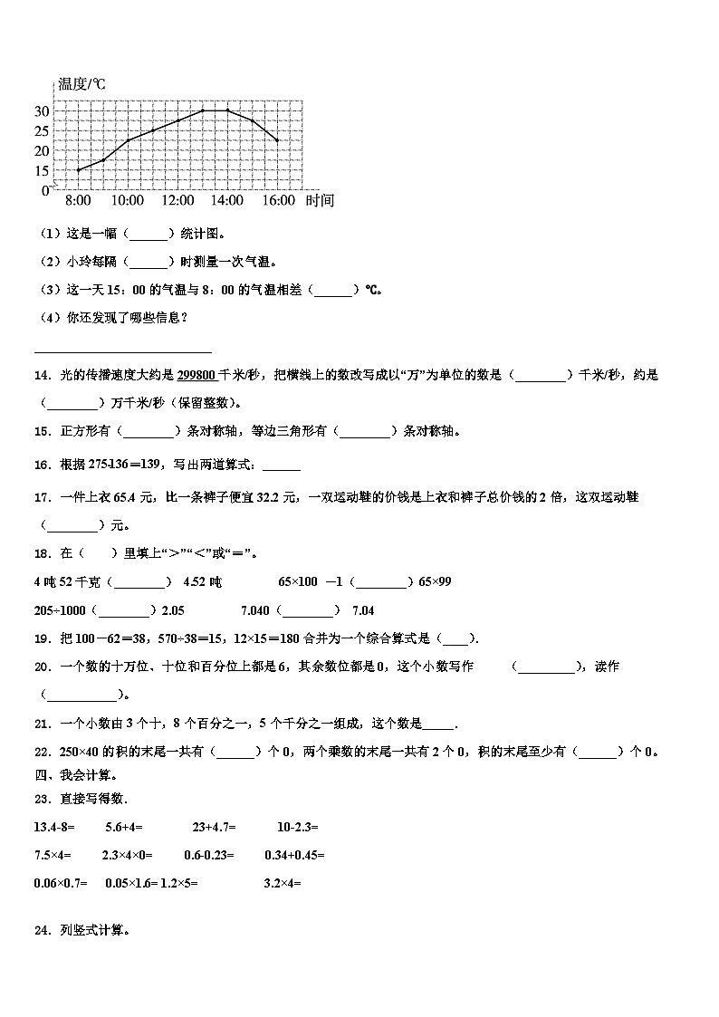 2023届岳阳市数学四年级第二学期期末考试模拟试题含解析第2页