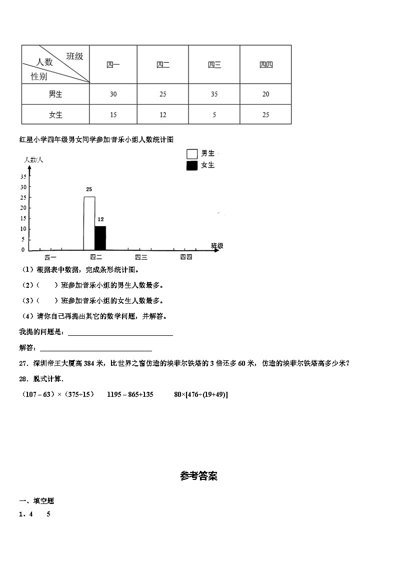 2023届广东省韶关市乐昌市新时代学校四年级数学第二学期期末检测模拟试题含解析第3页