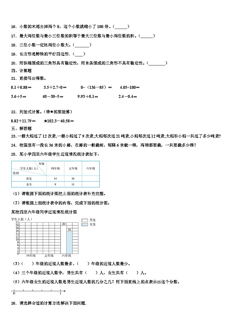 2023届广西壮族桂林市荔蒲县数学四年级第二学期期末检测模拟试题含解析02