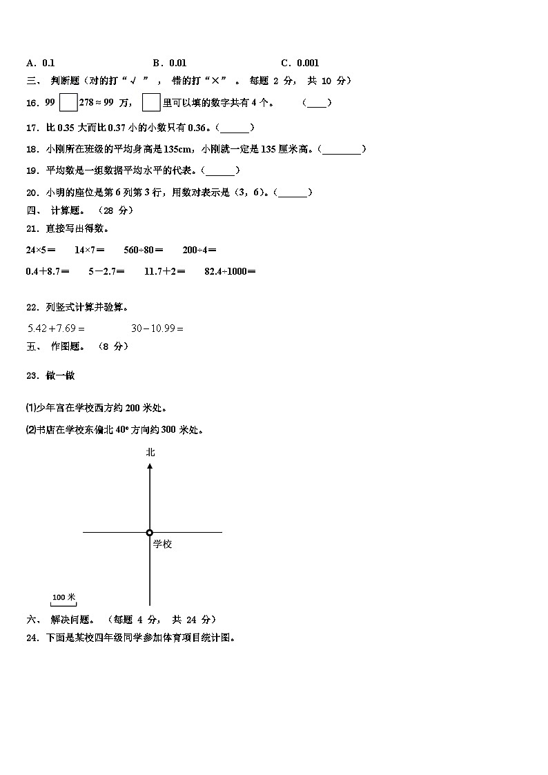 2023届杭州市建德市数学四年级第二学期期末检测模拟试题含解析第2页