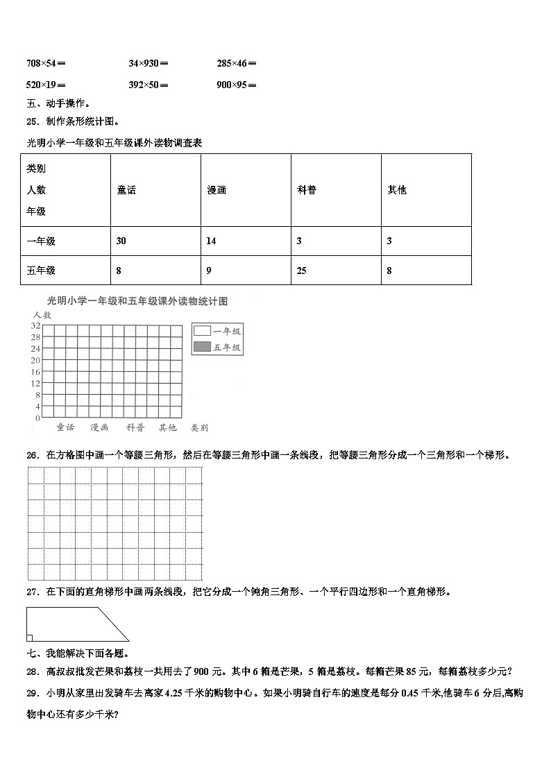 2023届桓仁满族自治县四年级数学第二学期期末学业质量监测模拟试题含解析03