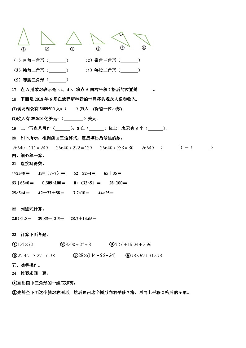 2023届汕头市数学四年级第二学期期末预测试题含解析02