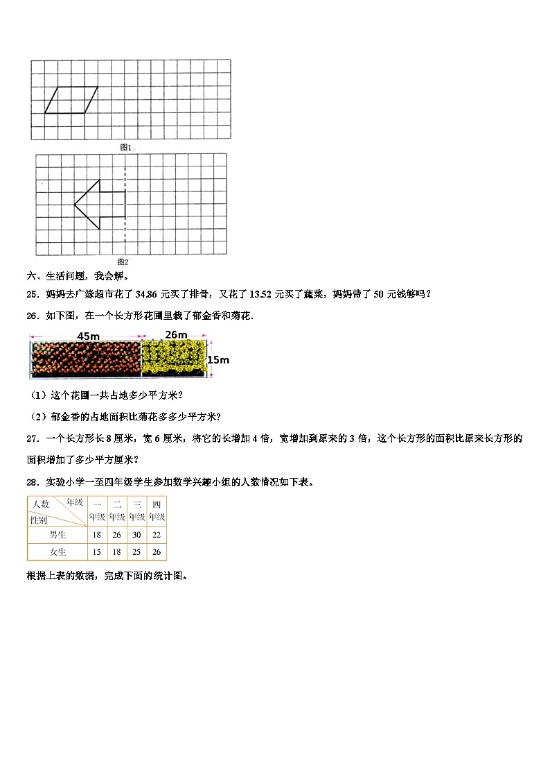 2023届济宁市四年级数学第二学期期末学业水平测试模拟试题含解析03