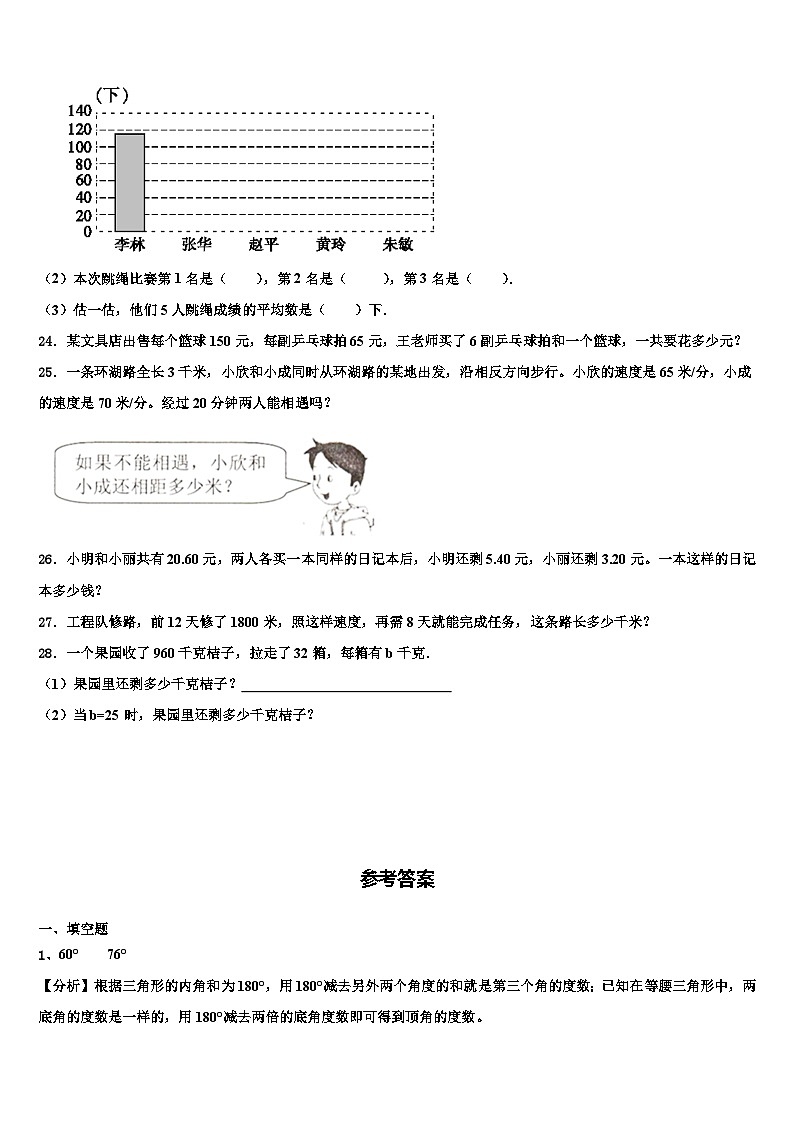 2023届湖南省株洲市炎陵县数学四下期末达标检测模拟试题含解析03
