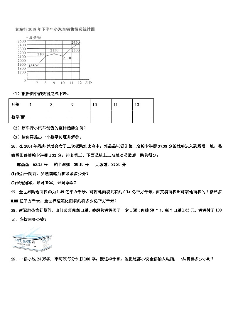 2023届福州市永泰县数学四下期末复习检测试题含解析03