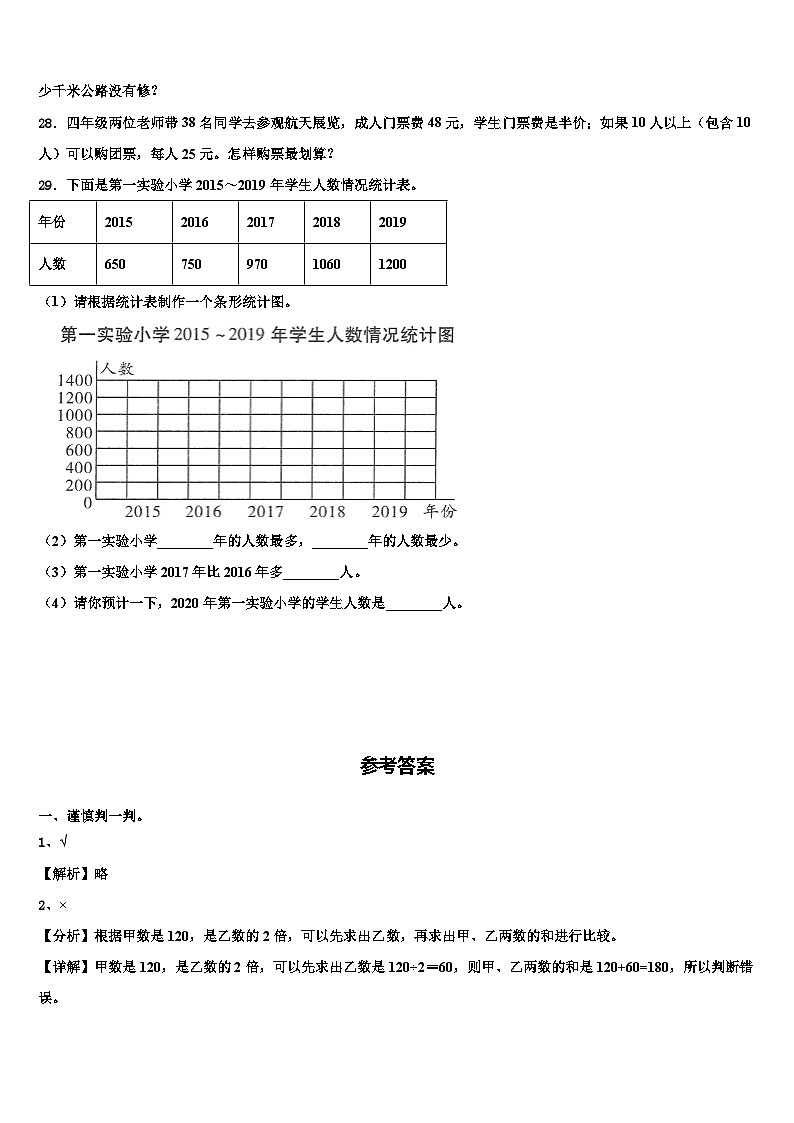 2023届甘肃省陇南地区两当县数学四年级第二学期期末质量跟踪监视模拟试题含解析第3页