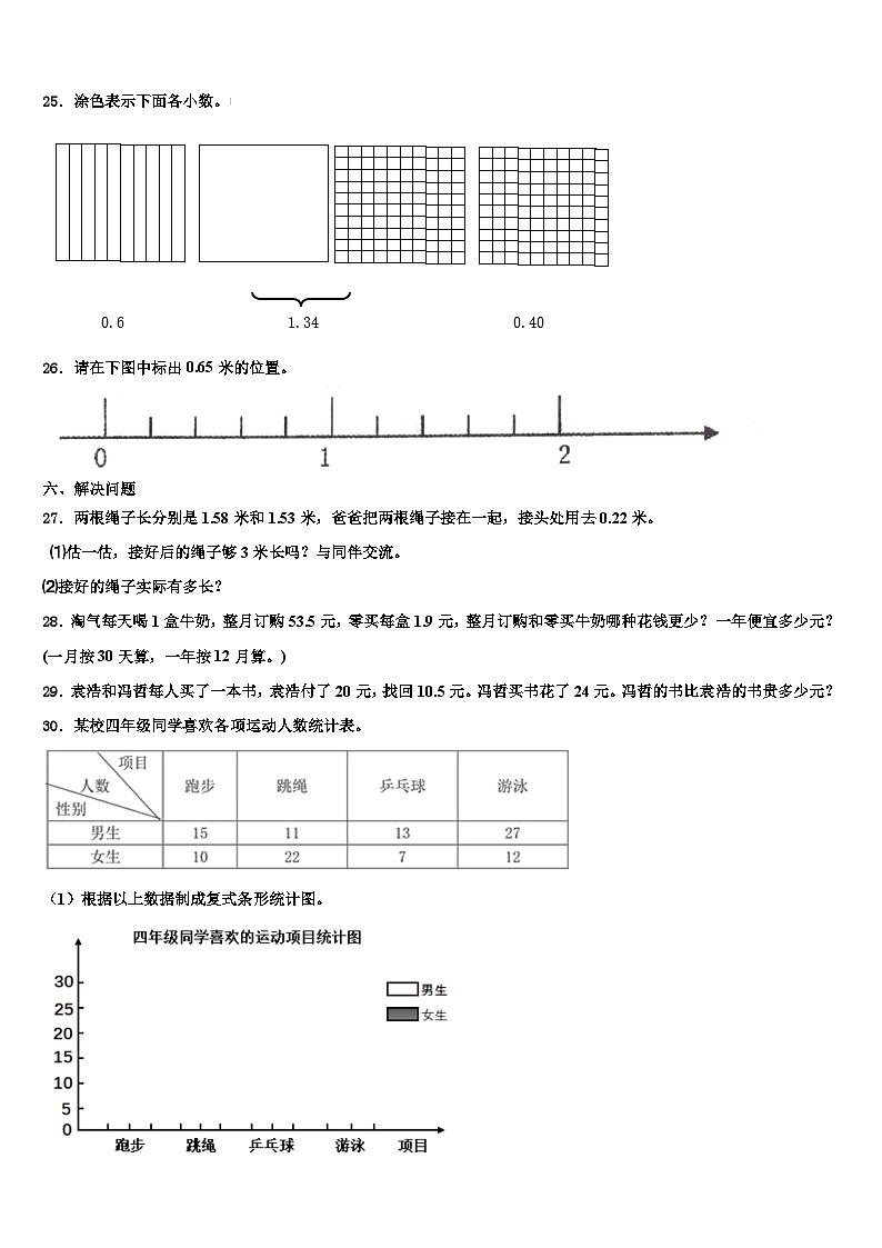 2023届西藏那曲地区嘉黎县四年级数学第二学期期末经典模拟试题含解析03