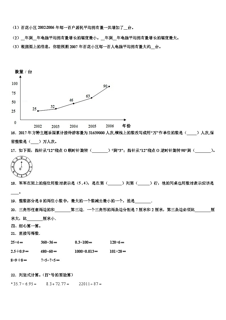 2023届贵州省毕节市大方县数学四年级第二学期期末考试试题含解析02