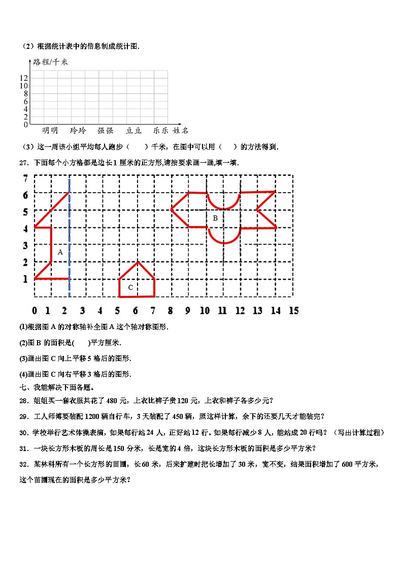2023届铁岭市四年级数学第二学期期末调研试题含解析03