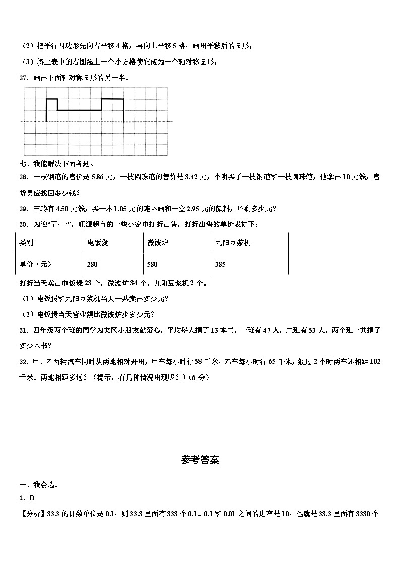 2023届阜宁县数学四年级第二学期期末综合测试模拟试题含解析第3页