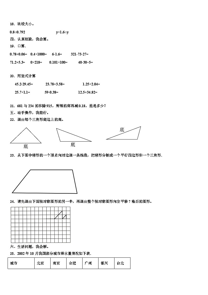 2023届黑河市北安市数学四年级第二学期期末检测试题含解析第2页