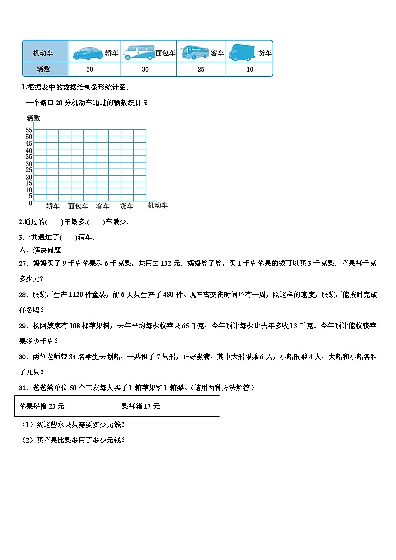2023届黑龙江省八五八农场学校四年级数学第二学期期末学业水平测试试题含解析第3页